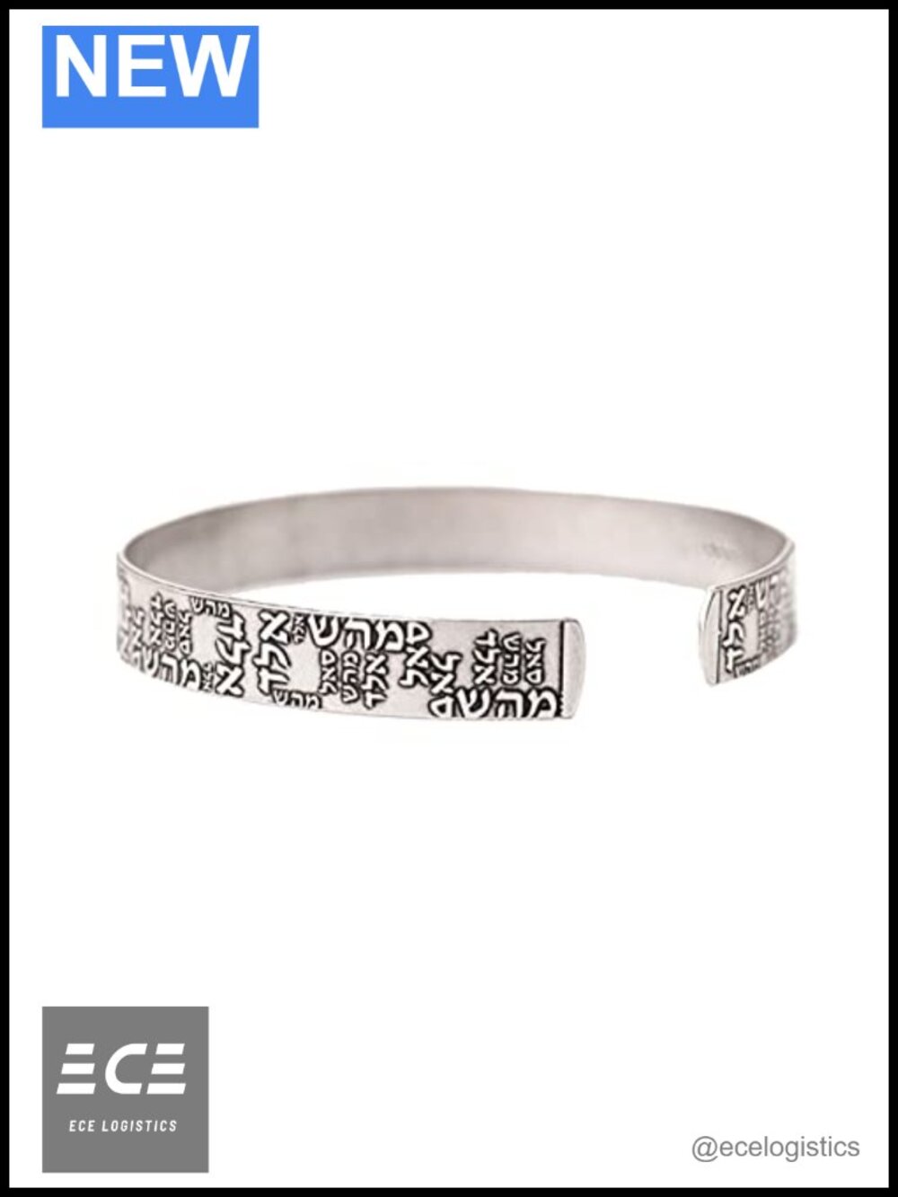 Silver Plated Kabbalah Cuff Bracelet 72 Names of God Handmade